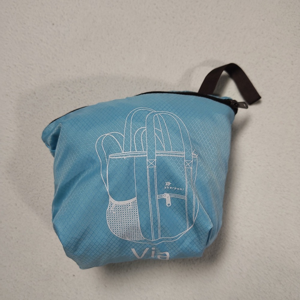 Sherpani Tote Backpack Blue Brown Packable VIA Nylon Lightweight Travel Womens - Picture 10 of 13